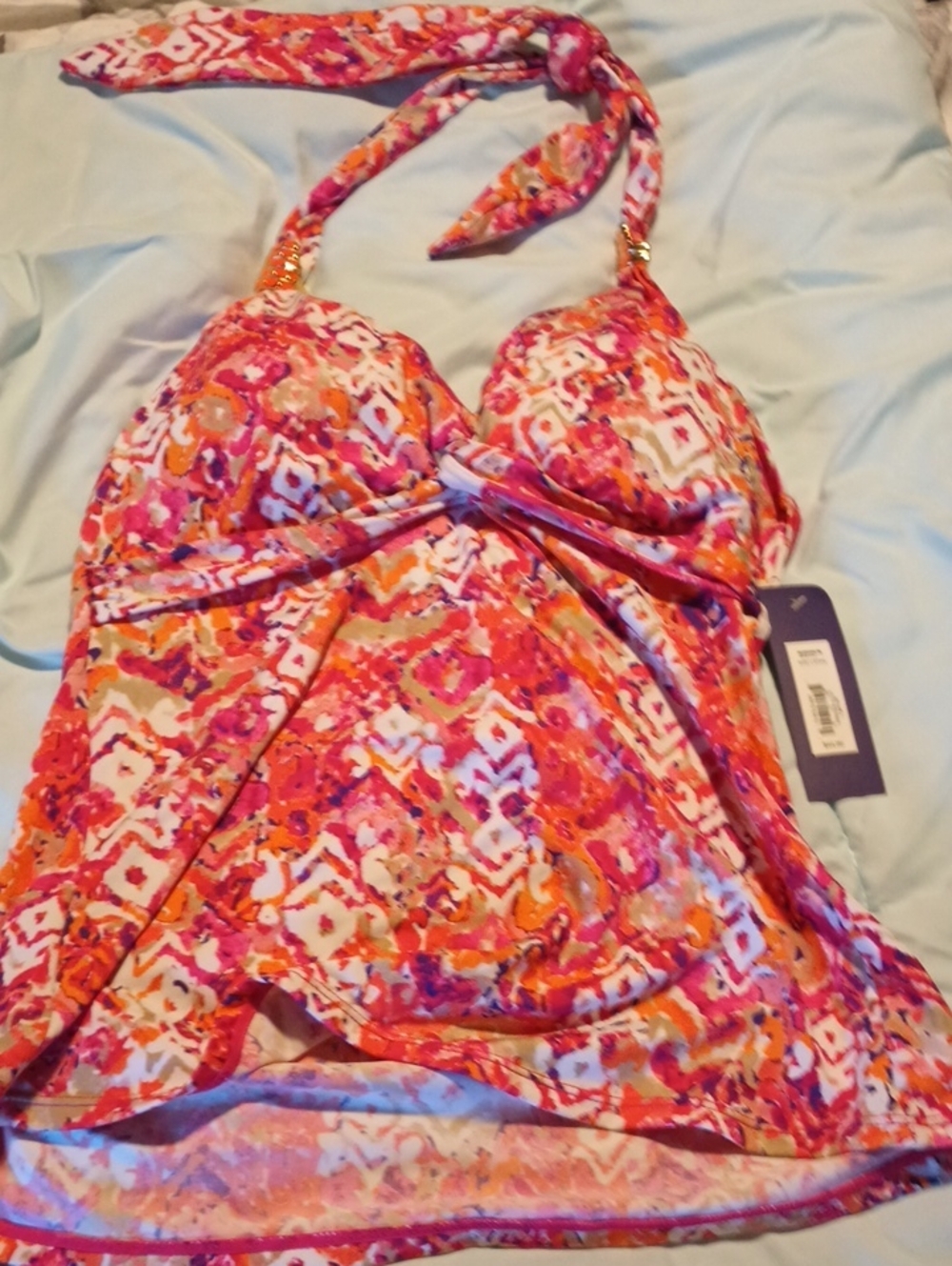 Kohl's Pink & Orange Patterned Girls' One-Piece Swimdress